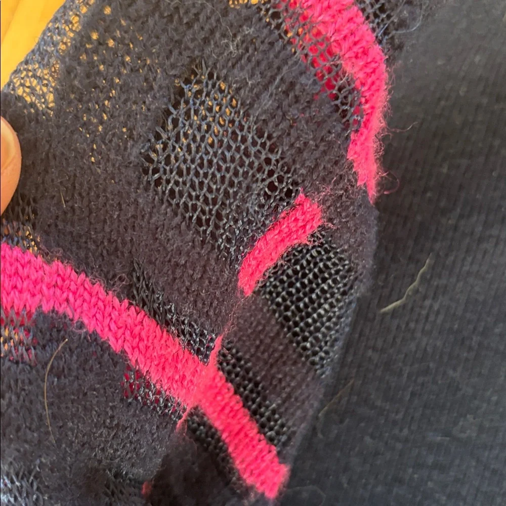 Women's Navy and Pink Sweater Lattice Sleeve Estaban Cortazar - Picture 5 of 11